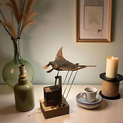 🎁Selected Christmas Gifts: Handmade Wooden Electric Manta Ray Figurine🐟