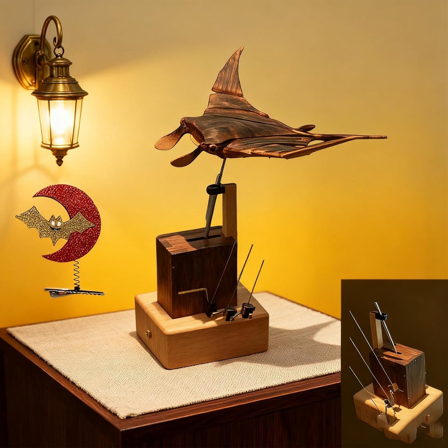 🎁Selected Christmas Gifts: Handmade Wooden Electric Manta Ray Figurine🐟