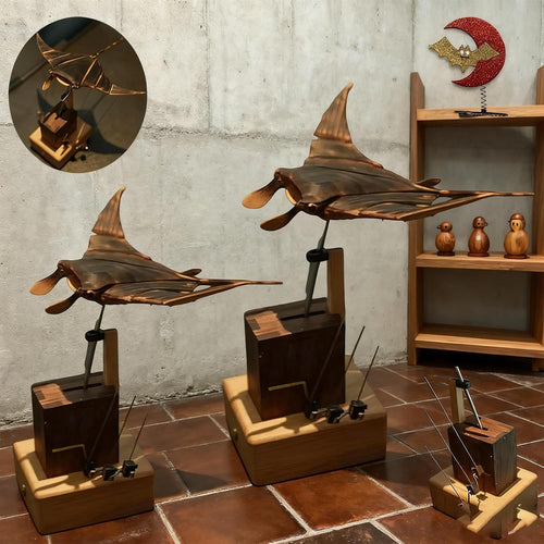 🎁Selected Christmas Gifts: Handmade Wooden Electric Manta Ray Figurine🐟
